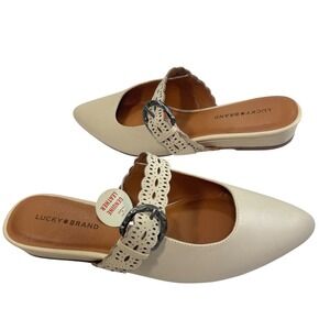 New Lucky Brand Nykola Pointed Toe Mules Leather Slides Women's Shoes Size 8.5 M